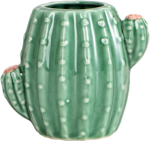 Ceramic Cactus Pen Holder Stand, Cactus Pencil Holder Organizer for Makeup Brushes, Home Office Desk (Green)