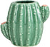 Ceramic Cactus Pen Holder Stand, Cactus Pencil Holder Organizer for Makeup Brushes, Home Office Desk (Green)