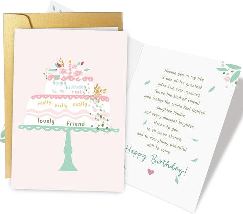 Supoeguk Lovely Birthday Card for Friend, Sweet Best Friend Birthday Cards Gifts for