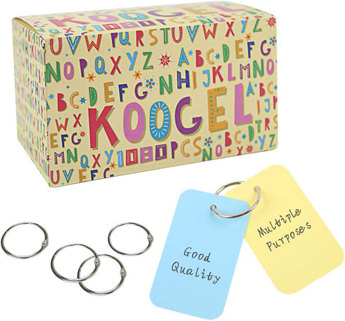 Koogel 1080 Pcs Colored Index Cards, 6 Kinds of Blank Notecards for School Learning and Recipes
