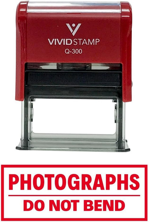 Photographs DO NOT Bend Self Inking Rubber Stamp, Red Ink, Large