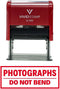 Photographs DO NOT Bend Self Inking Rubber Stamp, Red Ink, Large