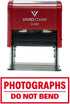 Photographs DO NOT Bend Self Inking Rubber Stamp, Red Ink, Large