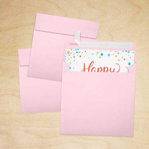 LUXPaper Candy Pink Square Invitation Envelopes | Peel & Press | 5 1/4" x 5 1/4" | 50 Qty | 80lb. Text