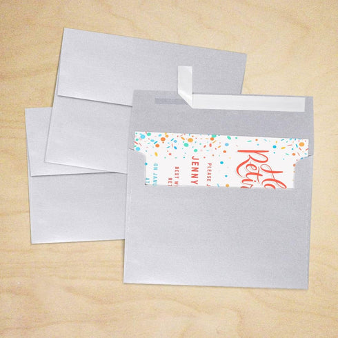 LUXPaper Silver Metallic A7 Invitation Envelopes | Peel & Press | 5 1/4" x 7 1/4" | 80lb Text | 50 Qty