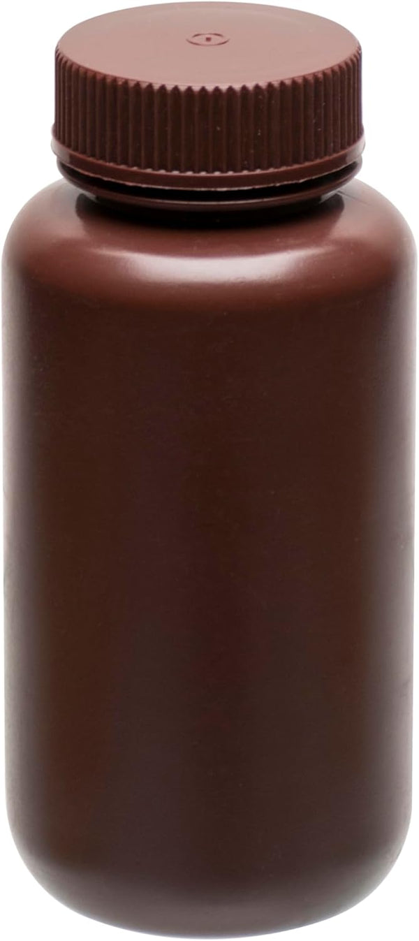 EISCO 250mL Amber Reagent Bottle - Wide Mouth with Screw Cap - HDPE Labs