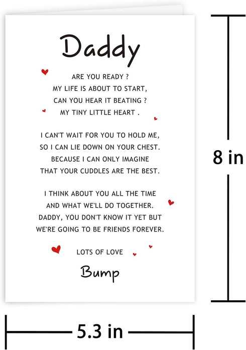 Leinessy Pregnancy Announcement Card for Dad to be, Lovely Father's Day Card from the Bump, Poem Card for Daddy