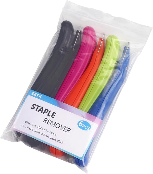 ZZTX 6 PCS Professional Magnetic Staple Remover, Puller Tool for School Office Home, 5 Colors