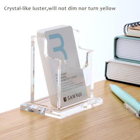 Desk-1 1 YUXUN Acrylic Business Card Holder Slot Tier, Vertical Business Card Holder for Women Men, Business Card