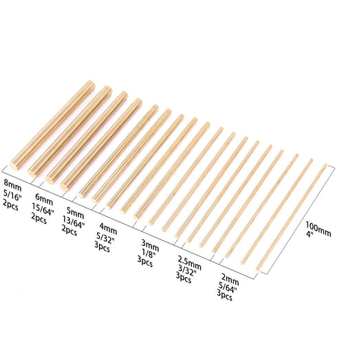 Swpeet 18Pcs Assorted Brass Solid Round Rod Lathe Bar Stock Kit - Diameter 2mm-8mm Length 100mm - Perfect for Various