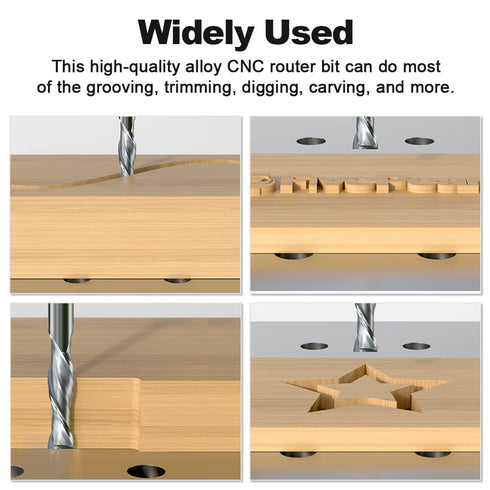FivePears Up Cut Spiral Router Bit for CNC, 1/4 inch Cutting Diameter, 1 inch Cutting Length, Carbide End Mill Router