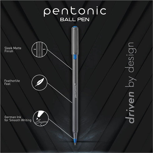 linc Pentonic Premium Ball Point Pen 1.0 mm Medium Point, 10-Count, Assorted Colors | Medium Point Featherlite Feel, Easy Flow Ink Technology, Sleek Matte Finish by linc