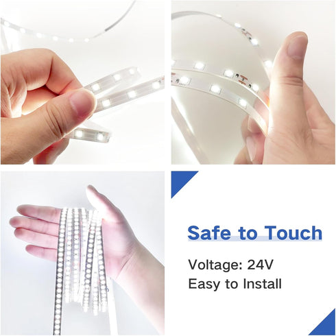 Dimmable 16.4ft White Led Strip Lights for Bedroom Small LED Lights Strip Super Bright Flexible LED Tape Lights Rope