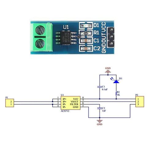 DIANN 3pcs ACS712 Module Hall Effect Current Sensor + Voltage Tester