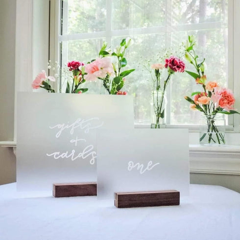 UNIQOOO 5 Pack Rustic Table Numbers Display Stands | Acrylic Sign Holders | Place Card Holder for Wedding Party Events