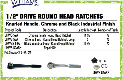Williams Ratchet Repair Kit, JHWS-52ARK for 1/2-Inch Drive Round Head Ratchets
