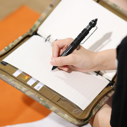 Military Padfolio Ring Binder with 80 Sheets, 160 Pages Leaf Paper, Refillable Tactical Notebook, 6-Ring A5