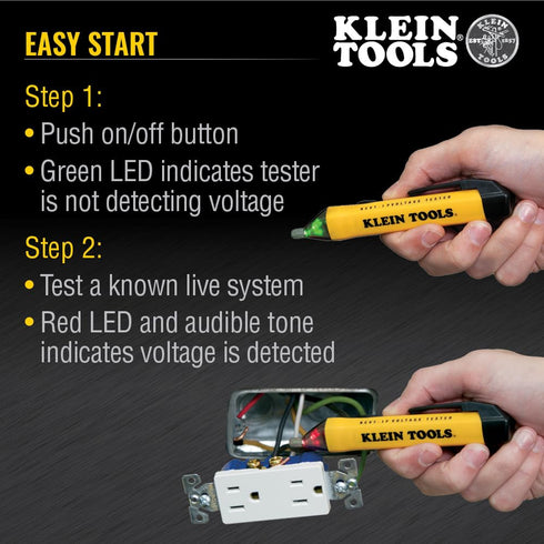 Klein Tools NCVT1P Voltage Tester Pen, Non-Contact Low Voltage Tester, 50V to 1000V AC with Alarms