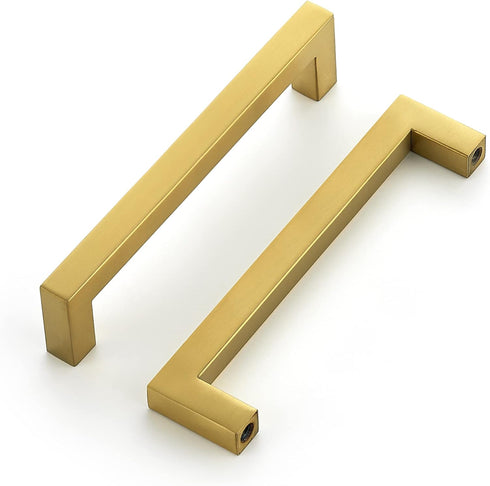 Ravinte 5 Pack 5 Inch Kitchen Square Cabinet Pulls, Brushed Brass Drawer Handles for Kitchen Cabinet Hardware