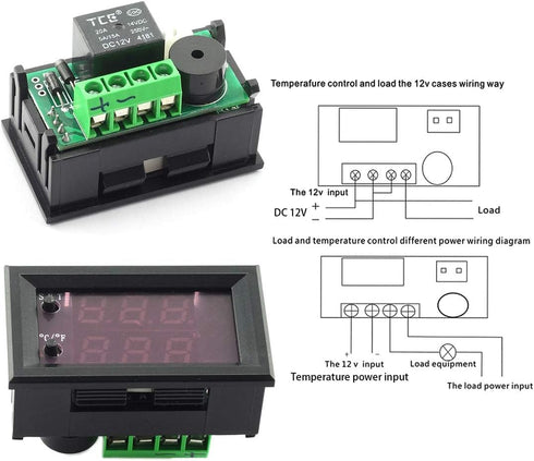 DZS Elec Temperature Controller -50 to 110 Celsius, DC 12V Programmable Thermostat Control Switch Module