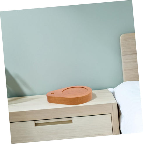 Cabilock Natural Solid Wood Drop-shaped Lamp Base for Desk Light Elegant Nightstand Holder for Home Decor and Office