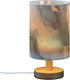 Bedside Table Lamp, Abstract Gold Navy Blue Marble Pattern Small LED Desk Light USB Nightstand Lamp with Non Slip Wood