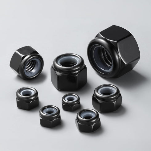 BNUOK 50Pcs M6-1 304 A2-70 Lock Nuts, Nylon Insert Locknuts Stainless Steel Black Zinc Plated Self-Locking Nuts, Coarse