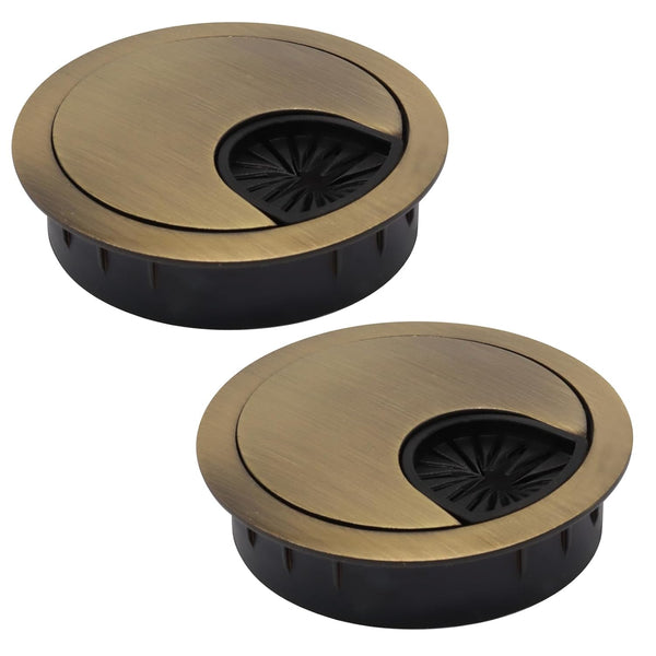 SOVNSG 2 Pcs Desk Grommet, 2" Metal Cable Hole Cover, Wire Cord Organizer,