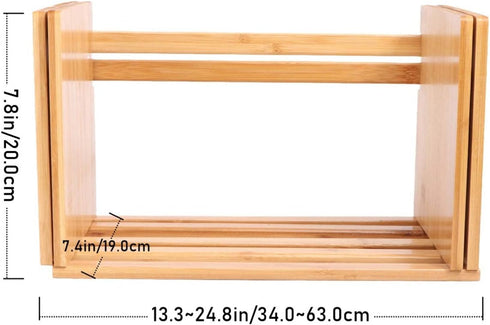 NUOBESTY Bamboo Extension Book Rack - Bamboo Desktop Organizer, Expandable Book Shelves Storage Rack (Wood Color)