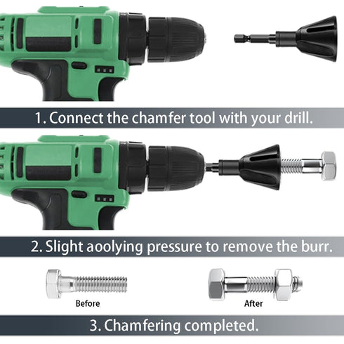 1/4" Hex Shank Deburring External Chamfer Tool, Tungsten Carbide Blade for Repairing Damaged Bolts