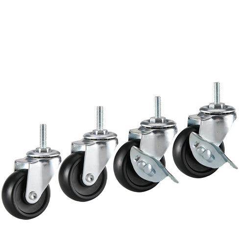 Hlyluoyi 2 Inch Set 4, 1/4"-20 Casters for Wire Shelving, Threaded Stem Caster Wheels of Stem with Brake, Heavy Duty