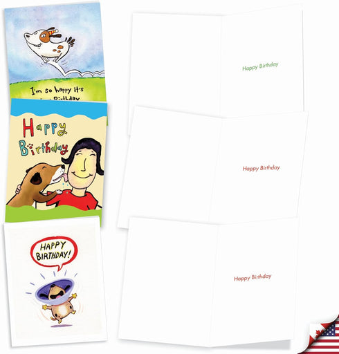 The Best Card Company - 10 Cute Birthday Note Cards with Envelopes - Pets and Animal Notecards - Boxed Assortment