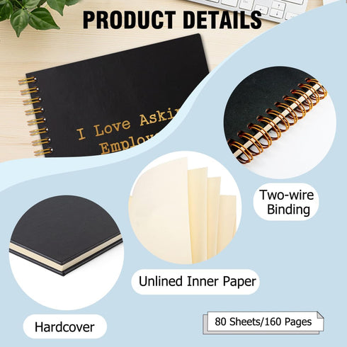 I Love Asking Employees Gold Foil Hardcover Spiral Notebook, 160 Pages, Inspirational Gift for HR Workers, Office Gift