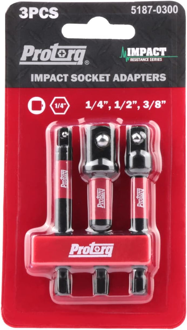 Impact Socket Adapter, 3 Pieces 1/4", 3/8", 1/2", 3 Inch