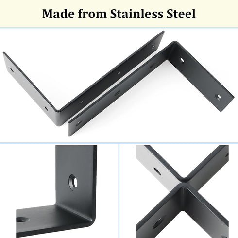 7x4 Inch,Pack 4 Alise Floating Shelf Brackets Heavy Duty L-Shaped Wall Brackets - Black Angle Corner Braces