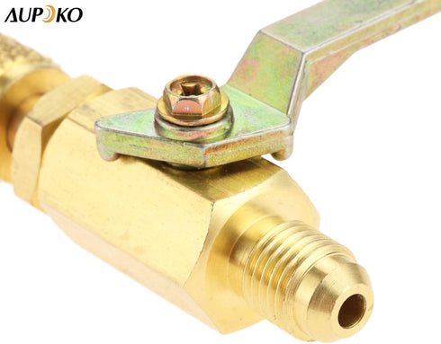 Air Conditioner Ball Valve 1/4" SAE Adapter, Straight Shut-Off Valve for HVAC A/C Automotive Service Tools, Fits R134A