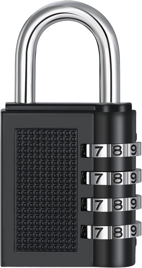 ZHEGE Gym Lock, 4 Digit Combination Padlock for Locker, School, Storage, Black