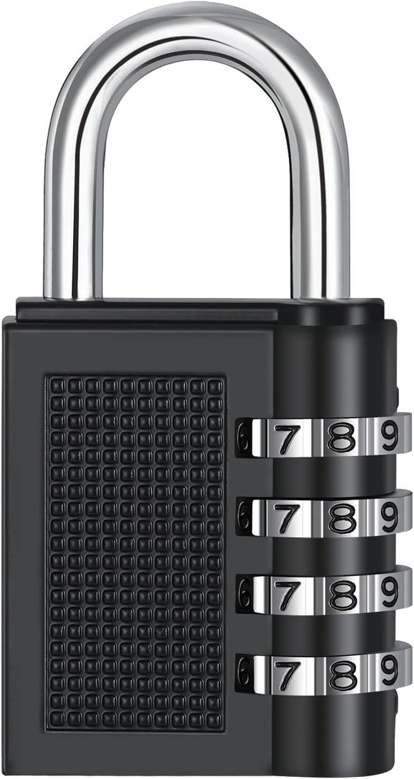 ZHEGE Gym Lock, 4 Digit Combination Padlock for Locker, School, Storage, Black