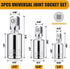 3PCS Universal Joint Socket Set, 1/4 3/8 1/2 Drive Swivel Socket Adapter Set, Premium Chrome Vanadium Steel Universal Joint Socket Adapter Suitable for Narrow Spaces- Tiosamd