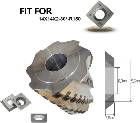 Square 14mm Carbide Inserts Cutters Knives Replacement, 14x14x2mm with Screws for Grizzly T21348