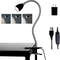 Eye-Caring Desk Lamp, 360 Gooseneck Clip on Reading Light, Portable Study Desk Lamp for Bedroom and Office (Black-C01)
