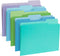 Blue Summit File Folders, Letter Size, Two-Tone Ocean Colors, 1/3 Tab - 100 Pack