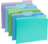 Blue Summit File Folders, Letter Size, Two-Tone Ocean Colors, 1/3 Tab - 100 Pack