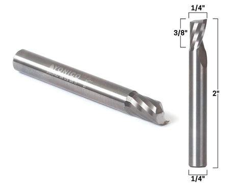 YONICO Solid Carbide Single Flute Upcut End Mill Router Bits - CNC Spiral O Flute, 1/4-Inch Diameter, 1/4-Inch Shank