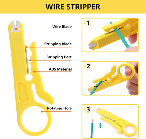 Delgada RJ45 Ethernet Crimping Tool Kit - 4in1 Professional Cutter Stripper for RJ-11, RJ-12, RJ-45 with 20pcs Cat5e