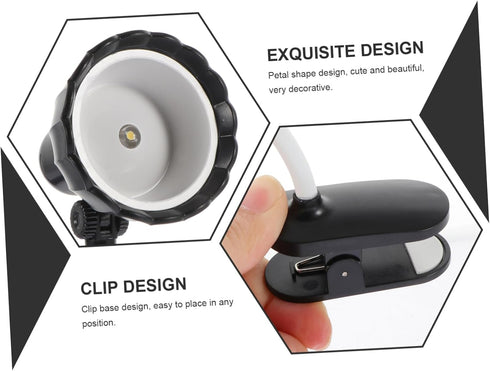 VOSAREA Mini Clip LED Desk Lamp Delicate Micro Clamp Light for Reading Bedroom Dorm Students Portable Table Lighting
