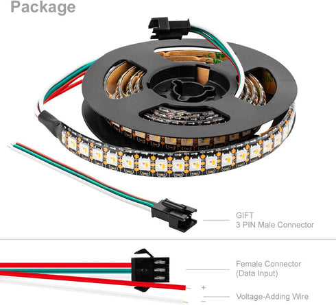 SK6812 WS2812B) 3.3ft 1m 144(2X72) 4 1 IP65 DC5V BTF-LIGHTING RGBW RGB+Warm White (Similar Individually Addressable