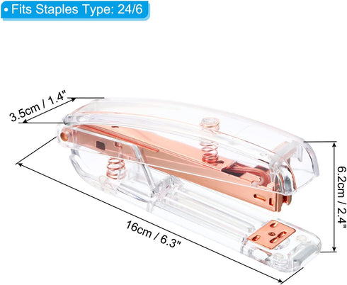 PATIKIL Acrylic Stapler, Portable Stylish Manual Effortless Desktop Accessories Stapler for Classroom Home Office Desk, Rose Gold by PATIKIL