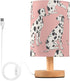 Bseiialft Animals Dalmatians Dogs Pink Bedside Table Lamp Nightstand Lamp with Wood Base
