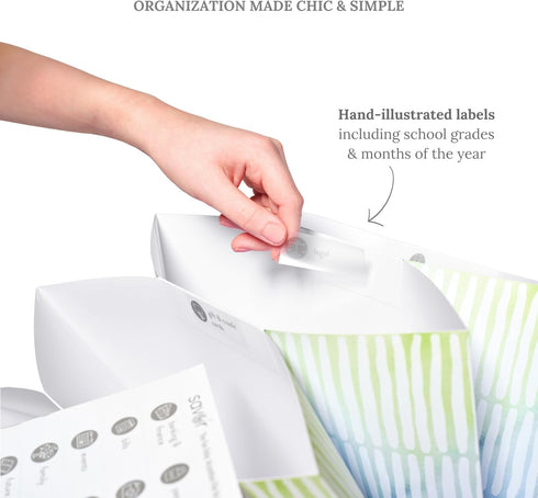 Savor Fan Folio, Luxe Accordion File Folder for Document Storage, Acid-Free with Labels